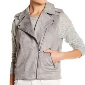 Philosophy Light Gray Faux Sued Moto Vest Size L